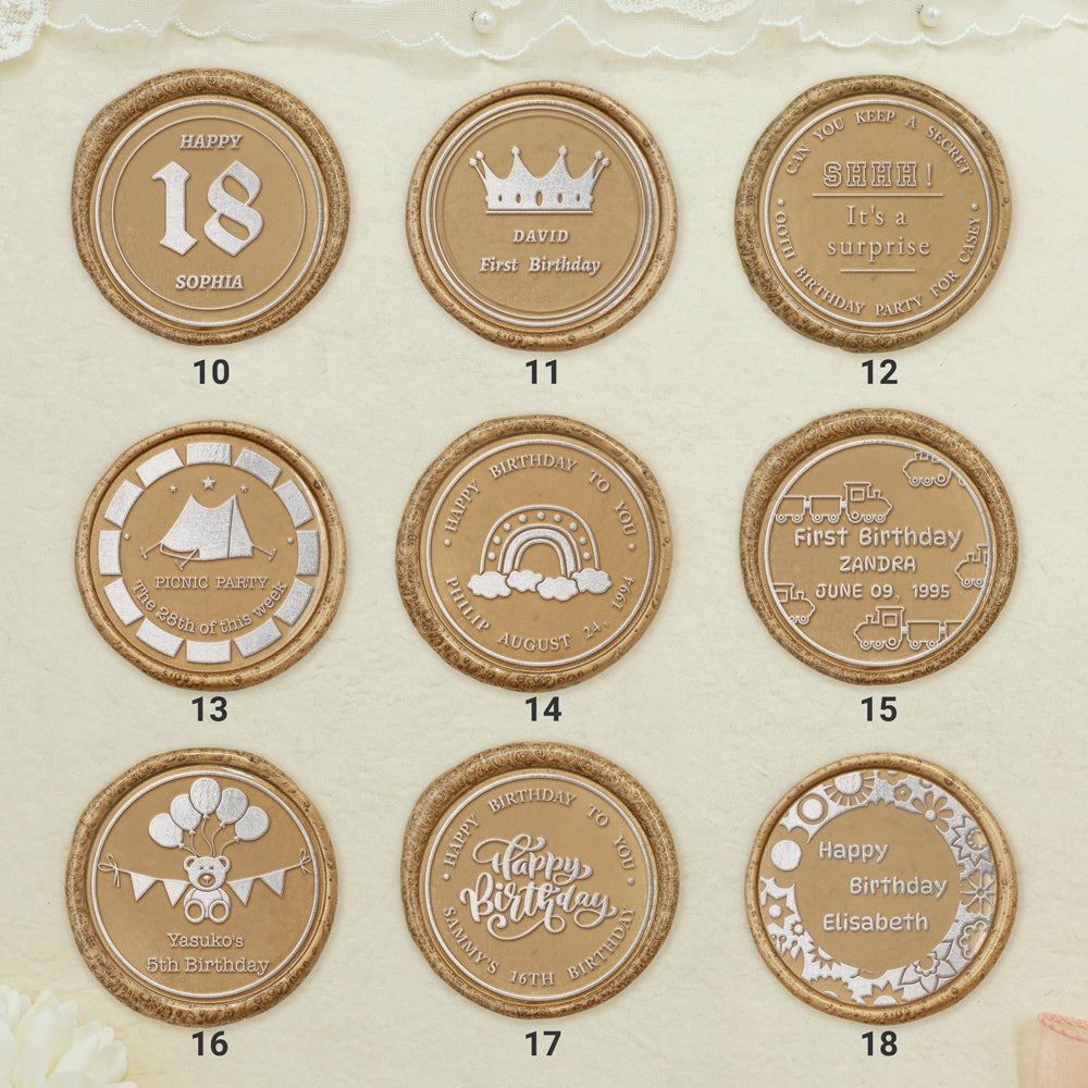 Birthday Bliss Custom Wax Seal Stamp (27 Designs)sku2