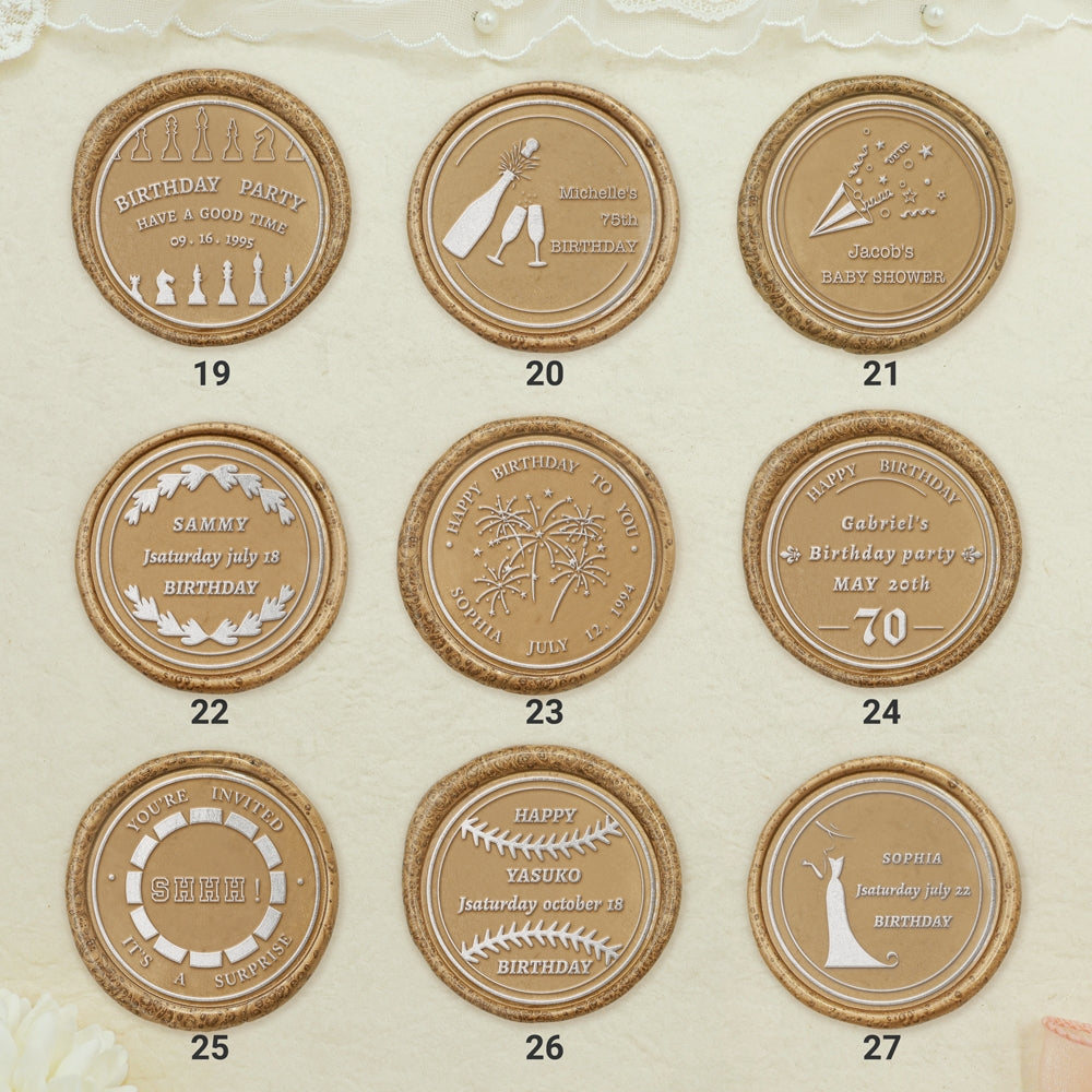 Birthday Bliss Custom Wax Seal Stamp (27 Designs)sku3