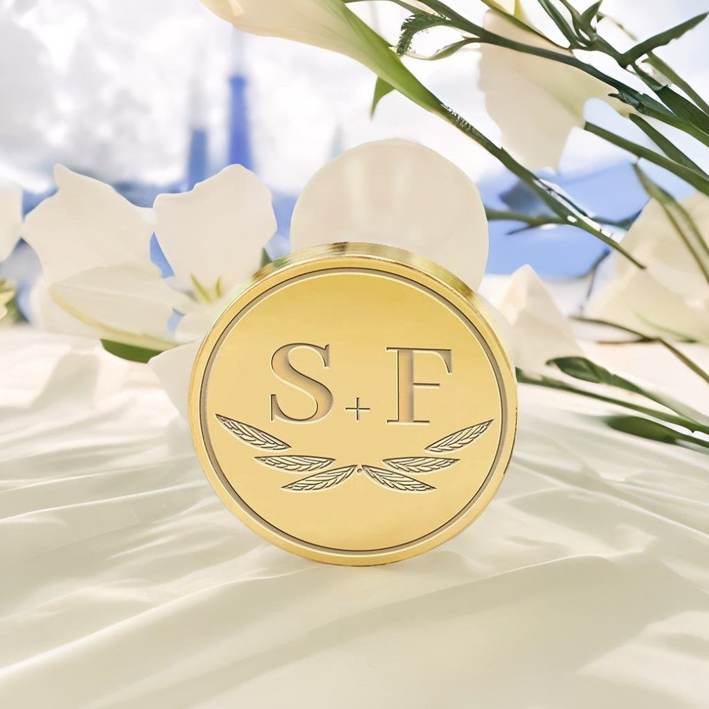 Leaflike Wing Wedding Custom Wax Seal Stamp with Double Initials