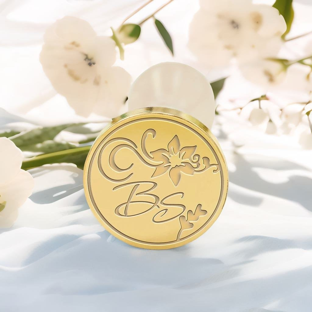 Lily Wedding Custom Wax Seal Stamp with Double Initials