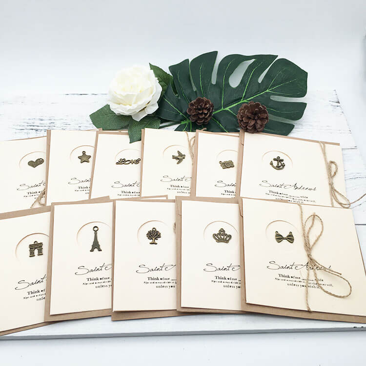 Metal Trinket Greeting Card with Hemp Twine - full set