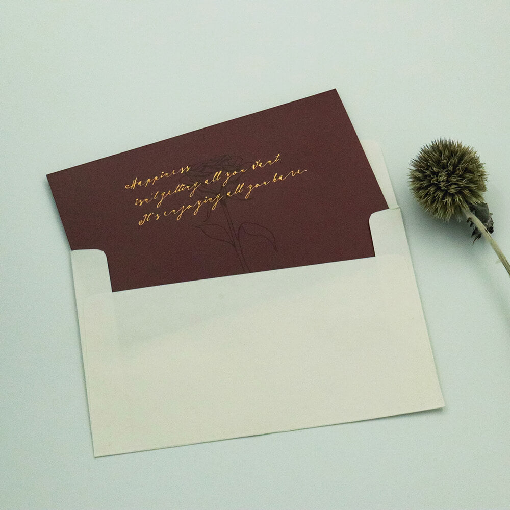 Happiness Gold Foil Morandi Color Greeting Card with Envelope by AMZ Deco