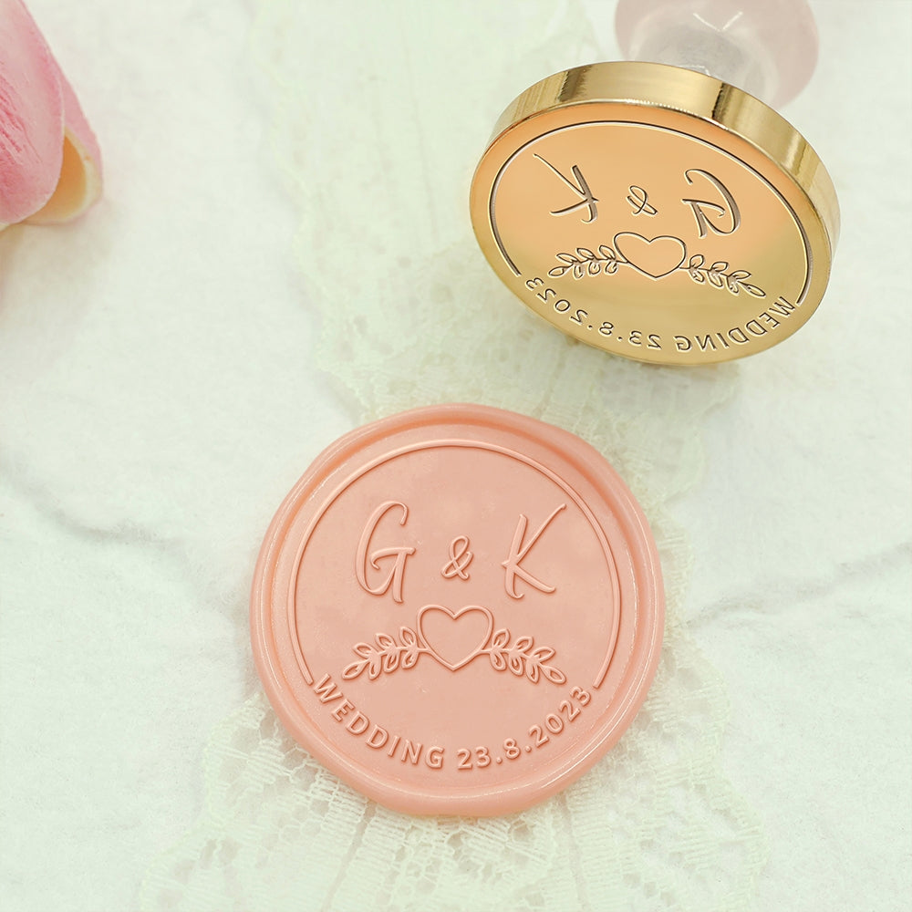 Holy Heart Wedding Custom Wax Seal Stamp with Double Initials-1